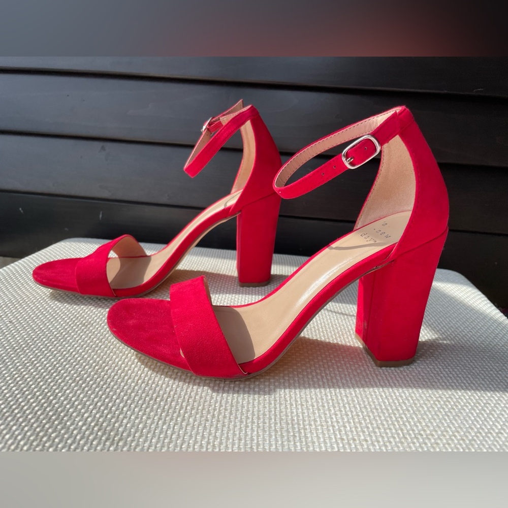 💥SALE💥 A New Day Red Chunky High Heel Sandal with Ankle Strap Size 6.5